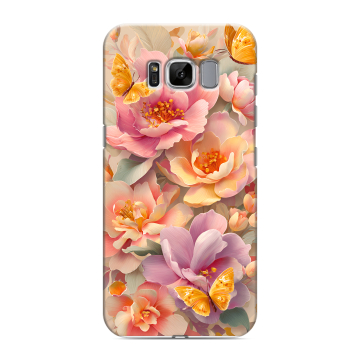 Силиконовый чехол на Samsung Galaxy S8 с принтом Цветы и бабочки Силиконовый чехол на Samsung Galaxy S8 с принтом Цветы и бабочки