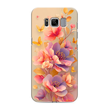 Силиконовый чехол на Samsung Galaxy S8 с принтом Цветы и бабочки Силиконовый чехол на Samsung Galaxy S8 с принтом Цветы и бабочки