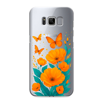 Силиконовый чехол на Samsung Galaxy S8 с принтом цветы бабочки Силиконовый чехол на Samsung Galaxy S8 с принтом цветы бабочки