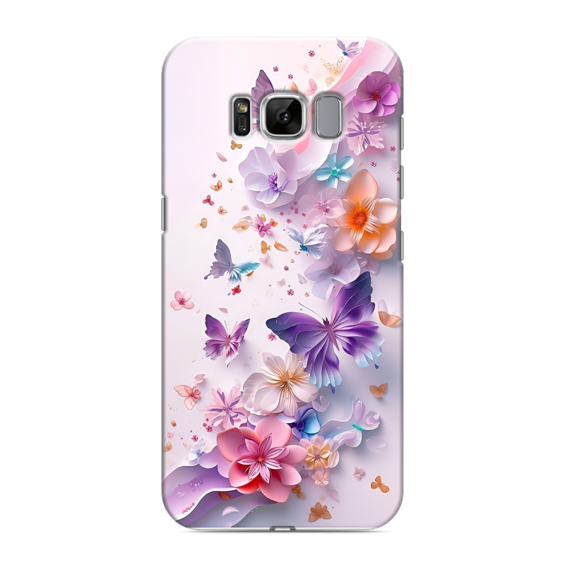 Силиконовый чехол на Samsung Galaxy S8 с принтом цветы бабочки Силиконовый чехол на Samsung Galaxy S8 с принтом цветы бабочки