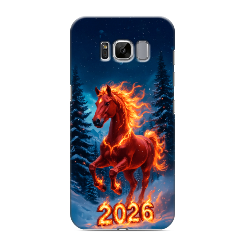 Силиконовый противоударный чехол на Samsung Galaxy S8 с принтом Новый год коня Силиконовый противоударный чехол на Samsung Galaxy S8 с принтом Новый год коня