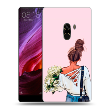Силиконовый чехол на Xiaomi Mi Mix с принтом Девушка и букет Силиконовый чехол на Xiaomi Mi Mix с принтом Девушка и букет