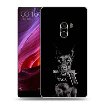 Силиконовый чехол на Xiaomi Mi Mix с принтом Доберман и пистолет