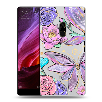 Силиконовый чехол на Xiaomi Mi Mix с принтом Бабочки и цветы Силиконовый чехол на Xiaomi Mi Mix с принтом Бабочки и цветы
