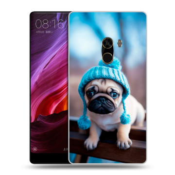 Силиконовый чехол на Xiaomi Mi Mix с принтом Мопс в шапке Силиконовый чехол на Xiaomi Mi Mix с принтом Мопс в шапке