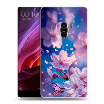 Силиконовый чехол на Xiaomi Mi Mix с принтом цветы бабочки Силиконовый чехол на Xiaomi Mi Mix с принтом цветы бабочки