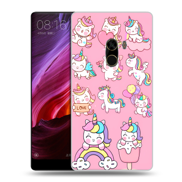 Силиконовый чехол на Xiaomi Mi Mix с принтом Единороги и радуга