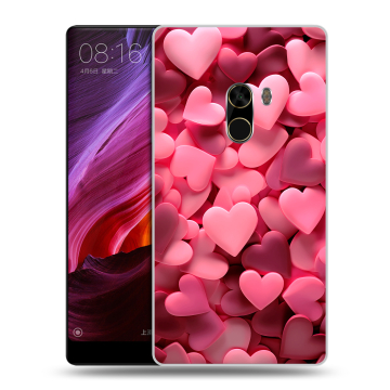 Силиконовый чехол на Xiaomi Mi Mix с принтом розовые сердечки Силиконовый чехол на Xiaomi Mi Mix с принтом розовые сердечки