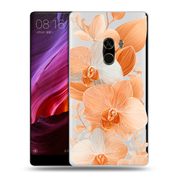 Силиконовый чехол на Xiaomi Mi Mix с принтом Бежевые цветы Силиконовый чехол на Xiaomi Mi Mix с принтом Бежевые цветы
