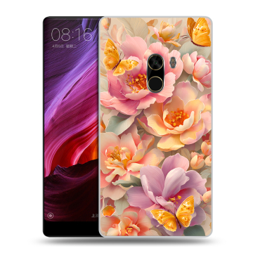 Силиконовый чехол на Xiaomi Mi Mix с принтом Цветы и бабочки Силиконовый чехол на Xiaomi Mi Mix с принтом Цветы и бабочки