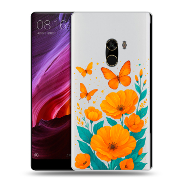 Силиконовый чехол на Xiaomi Mi Mix с принтом цветы бабочки