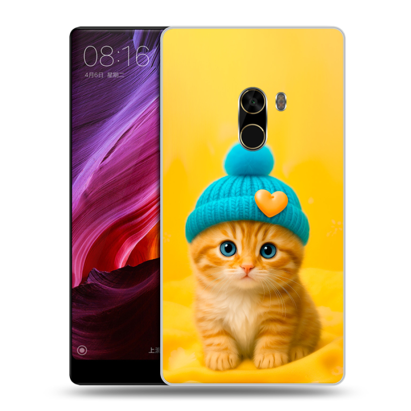 Силиконовый чехол на Xiaomi Mi Mix с принтом Котенок в шапке Силиконовый чехол на Xiaomi Mi Mix с принтом Котенок в шапке