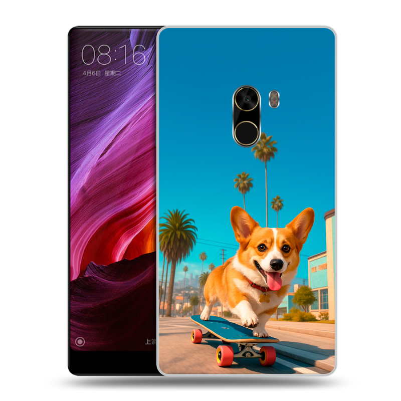 Силиконовый чехол на Xiaomi Mi Mix с принтом Корги на скейте Силиконовый чехол на Xiaomi Mi Mix с принтом Корги на скейте