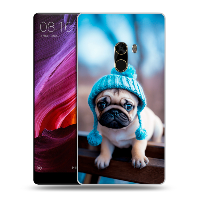 Силиконовый чехол на Xiaomi Mi Mix с принтом Мопс в шапке Силиконовый чехол на Xiaomi Mi Mix с принтом Мопс в шапке
