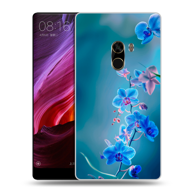 Силиконовый чехол на Xiaomi Mi Mix с принтом Голубые цветы Силиконовый чехол на Xiaomi Mi Mix с принтом Голубые цветы
