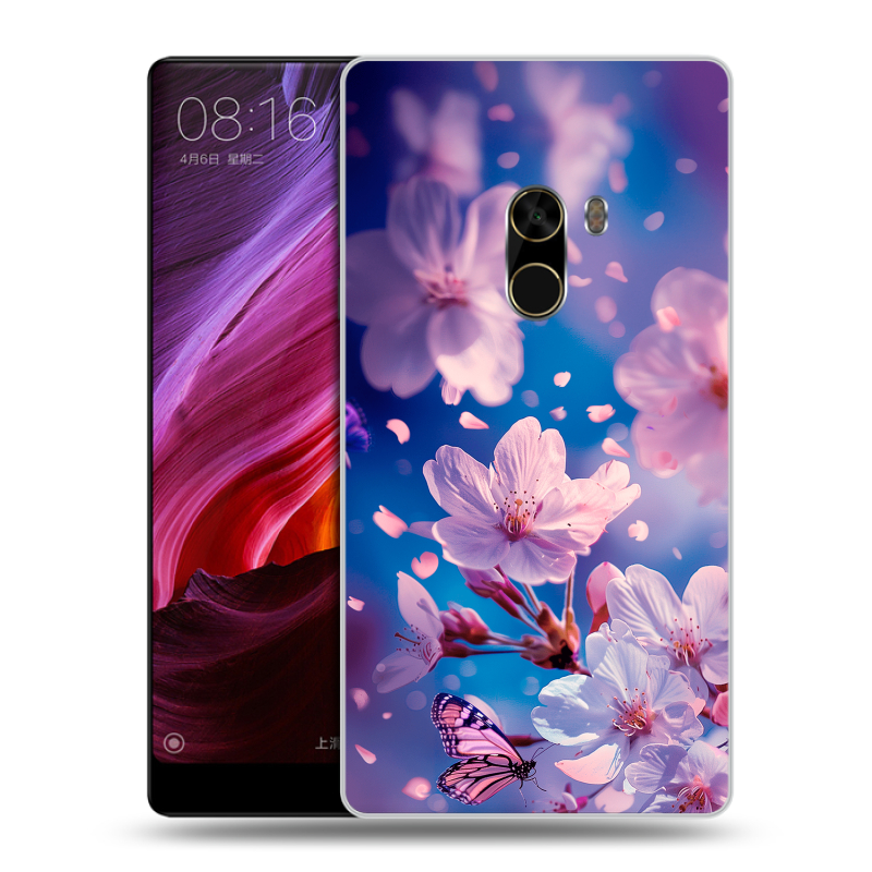 Силиконовый чехол на Xiaomi Mi Mix с принтом цветы бабочки Силиконовый чехол на Xiaomi Mi Mix с принтом цветы бабочки