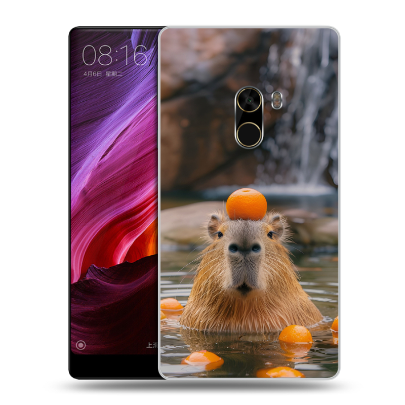 Силиконовый чехол на Xiaomi Mi Mix с принтом Капибара с апельсином Силиконовый чехол на Xiaomi Mi Mix с принтом Капибара с апельсином