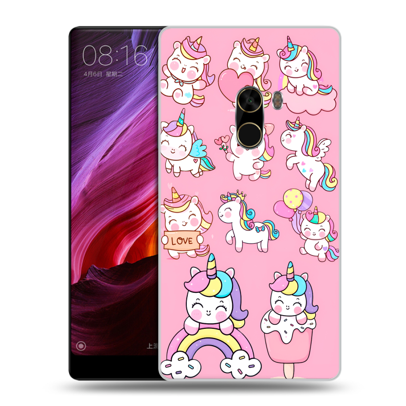 Силиконовый чехол на Xiaomi Mi Mix с принтом Единороги и радуга Силиконовый чехол на Xiaomi Mi Mix с принтом Единороги и радуга