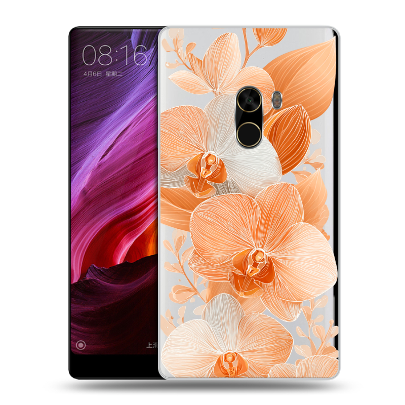 Силиконовый чехол на Xiaomi Mi Mix с принтом Бежевые цветы Силиконовый чехол на Xiaomi Mi Mix с принтом Бежевые цветы