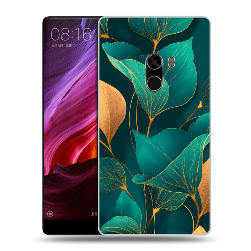 Силиконовый чехол на Xiaomi Mi Mix с принтом Листья и золото Силиконовый чехол на Xiaomi Mi Mix с принтом Листья и золото