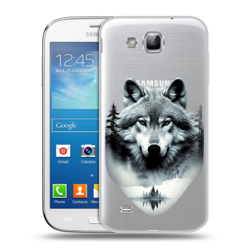 Пластиковый чехол на Samsung Galaxy Premier с принтом Волк в лесу Пластиковый чехол на Samsung Galaxy Premier с принтом Волк в лесу