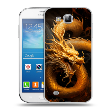 Пластиковый чехол на Samsung Galaxy Premier с принтом Золотой дракон