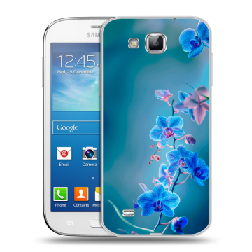 Пластиковый чехол на Samsung Galaxy Premier с принтом Голубые цветы Пластиковый чехол на Samsung Galaxy Premier с принтом Голубые цветы