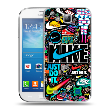 Пластиковый чехол на Samsung Galaxy Premier с принтом найк nike черный