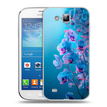 Пластиковый чехол на Samsung Galaxy Premier с принтом голубые орхидеи Пластиковый чехол на Samsung Galaxy Premier с принтом голубые орхидеи
