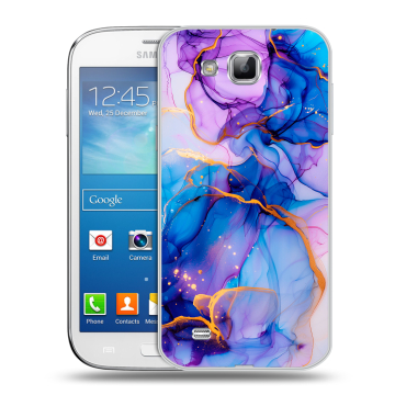 Пластиковый чехол на Samsung Galaxy Premier с принтом синий мрамор Пластиковый чехол на Samsung Galaxy Premier с принтом синий мрамор
