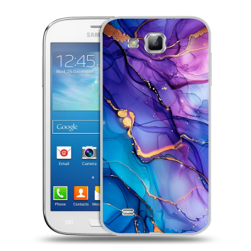 Пластиковый чехол на Samsung Galaxy Premier с принтом синий мрамор Пластиковый чехол на Samsung Galaxy Premier с принтом синий мрамор