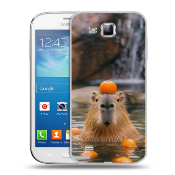 Пластиковый чехол на Samsung Galaxy Premier с принтом Капибара с апельсином Пластиковый чехол на Samsung Galaxy Premier с принтом Капибара с апельсином