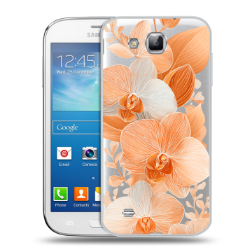 Пластиковый чехол на Samsung Galaxy Premier с принтом Бежевые цветы