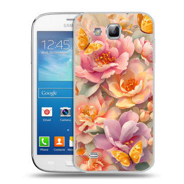 Пластиковый чехол на Samsung Galaxy Premier с принтом Цветы и бабочки