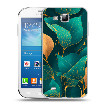Пластиковый чехол на Samsung Galaxy Premier с принтом Листья и золото