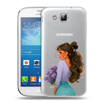 Пластиковый чехол на Samsung Galaxy Premier с принтом девушка цветы Пластиковый чехол на Samsung Galaxy Premier с принтом девушка цветы