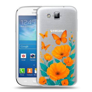 Пластиковый чехол на Samsung Galaxy Premier с принтом цветы бабочки Пластиковый чехол на Samsung Galaxy Premier с принтом цветы бабочки