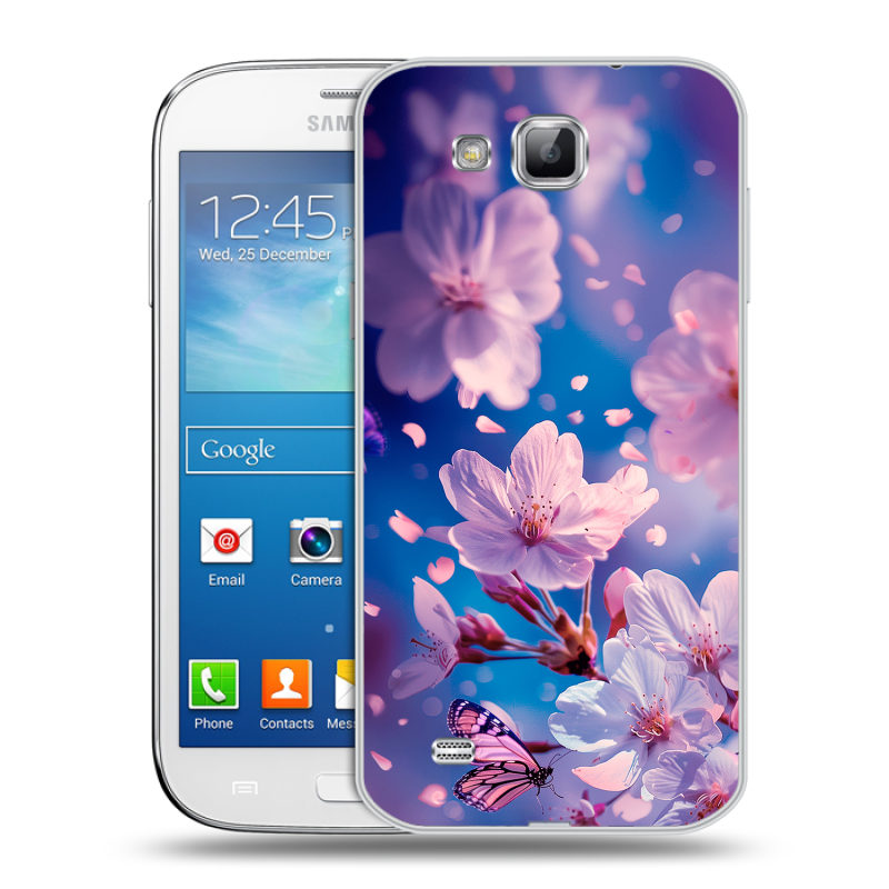 Пластиковый чехол на Samsung Galaxy Premier с принтом цветы бабочки Пластиковый чехол на Samsung Galaxy Premier с принтом цветы бабочки