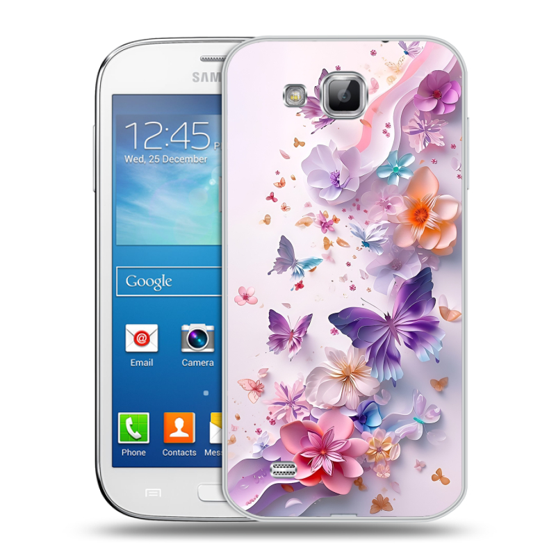 Пластиковый чехол на Samsung Galaxy Premier с принтом цветы бабочки Пластиковый чехол на Samsung Galaxy Premier с принтом цветы бабочки