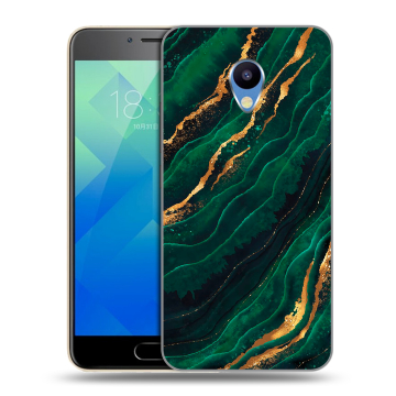 Силиконовый чехол на Meizu M5 с принтом Мрамор зеленое золото