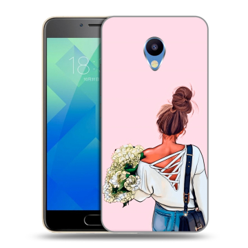 Силиконовый чехол на Meizu M5 с принтом Девушка и букет