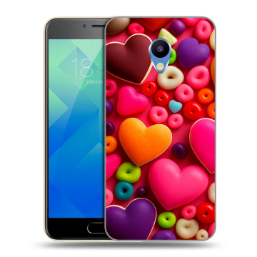 Силиконовый чехол на Meizu M5 с принтом Сердечки