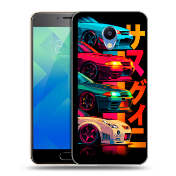Силиконовый чехол на Meizu M5 с принтом Гоночные машины