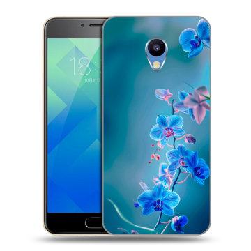 Силиконовый чехол на Meizu M5 с принтом Голубые цветы