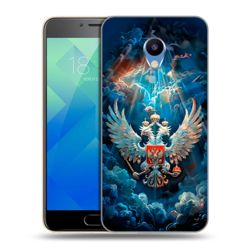 Силиконовый чехол на Meizu M5 с принтом Герб флаг России