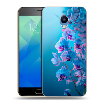 Силиконовый чехол на Meizu M5 с принтом голубые орхидеи
