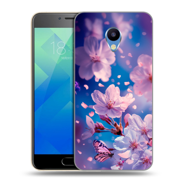 Силиконовый чехол на Meizu M5 с принтом цветы бабочки