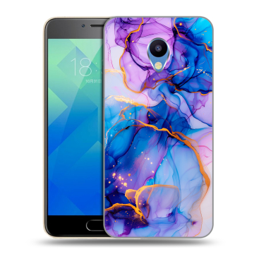 Силиконовый чехол на Meizu M5 с принтом синий мрамор