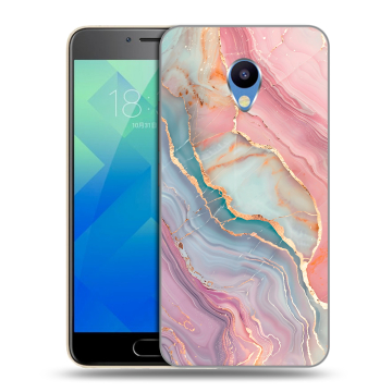 Силиконовый чехол на Meizu M5 с принтом розовый мрамор