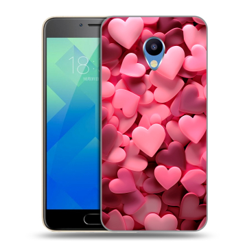 Силиконовый чехол на Meizu M5 с принтом розовые сердечки
